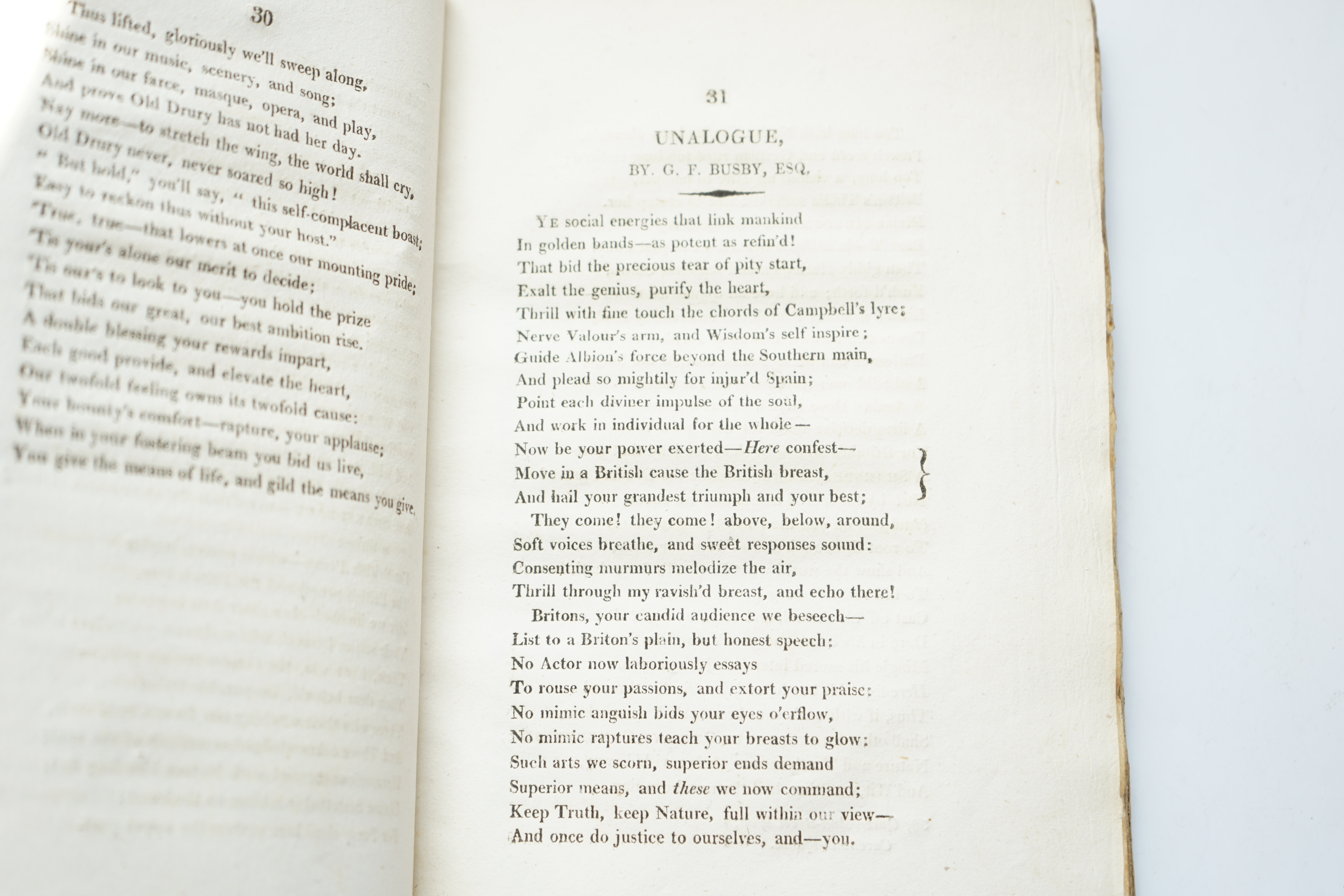 Byron, George Gordon Noel, Lord - The Genuine Rejected Address, presented to the Committee of Management for Drury-Lane Theatre, 1st (and only) edition, 8vo, original boards, lacks label to spine and half title, edges un